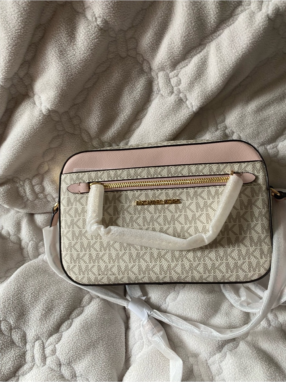 Michael Kors Pink and Vanilla Signature MK Crossbody